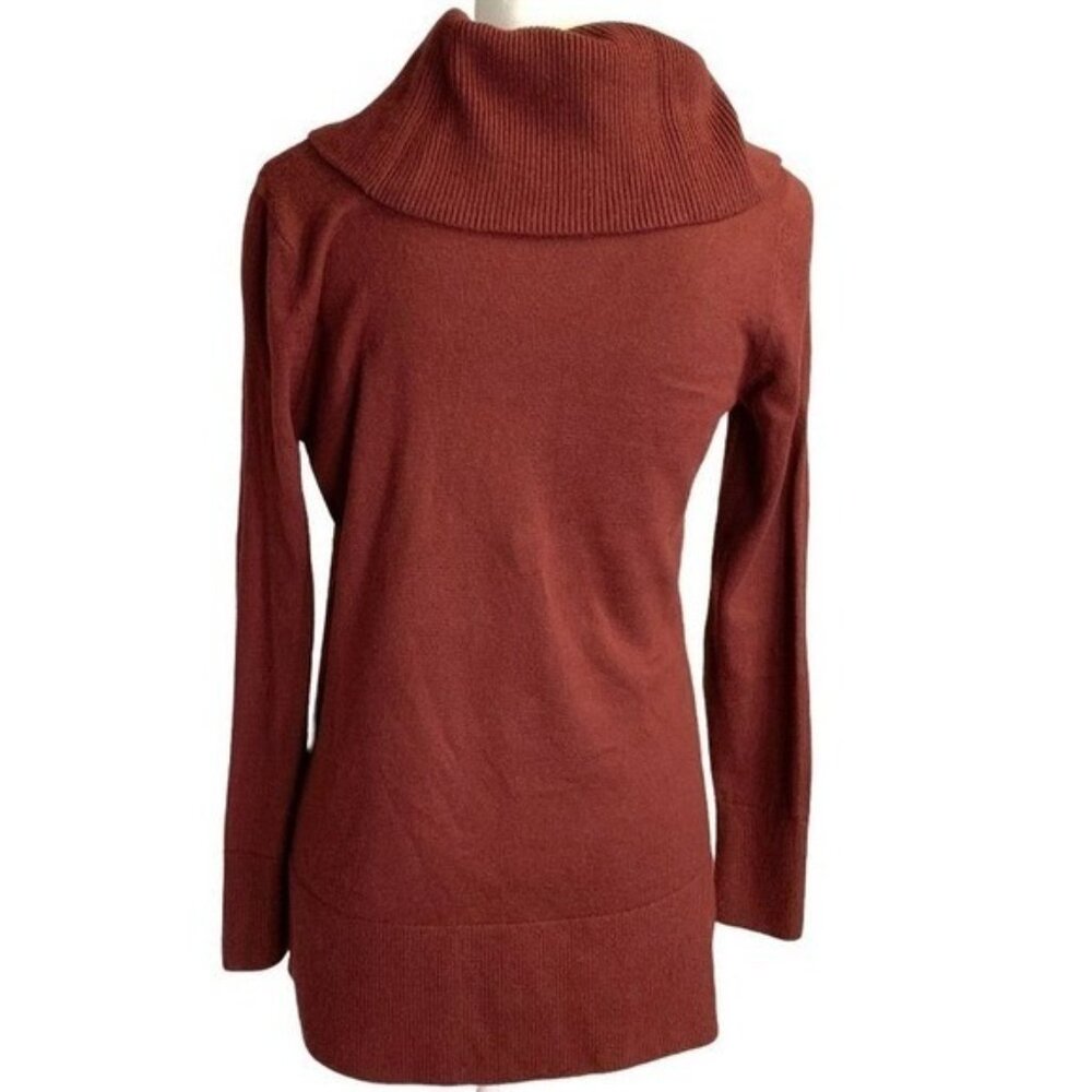 LOFT Women's Cowl Neck Long‎ Sleeve Pullover Deep Red Maroon Knit Sweater Small - Picture 3 of 5